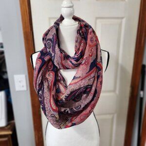 Vintage Paisley Infinity Scarf Soft Lightweight Bohemian Accessory